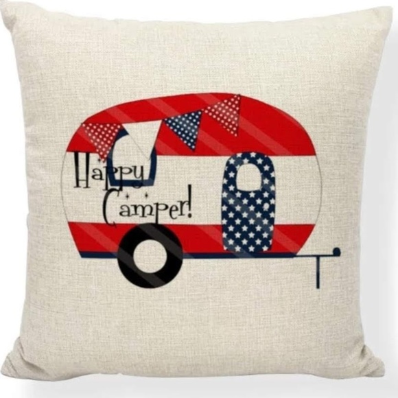 Other - Pillow Cover- NEW- Happy Camper RV- Red Camper